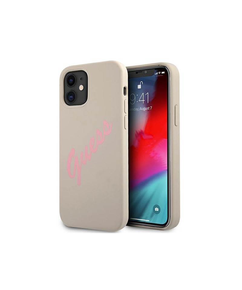 Guess GUHCP12SLSVSGP iPhone 12 mini 5.4" gray pink/grey pink hardcase Silicone Vintage