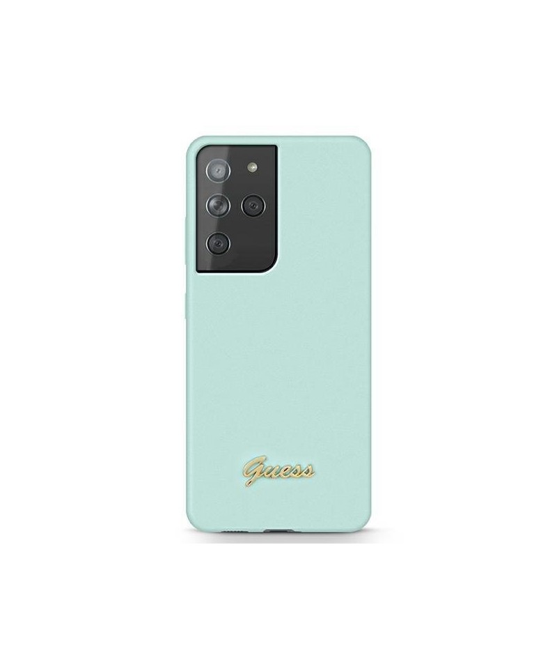 Guess GUHCS21LLSLMGLB S21 Ultra G998 blue/blue hardcase Silicone Script Metal Logo