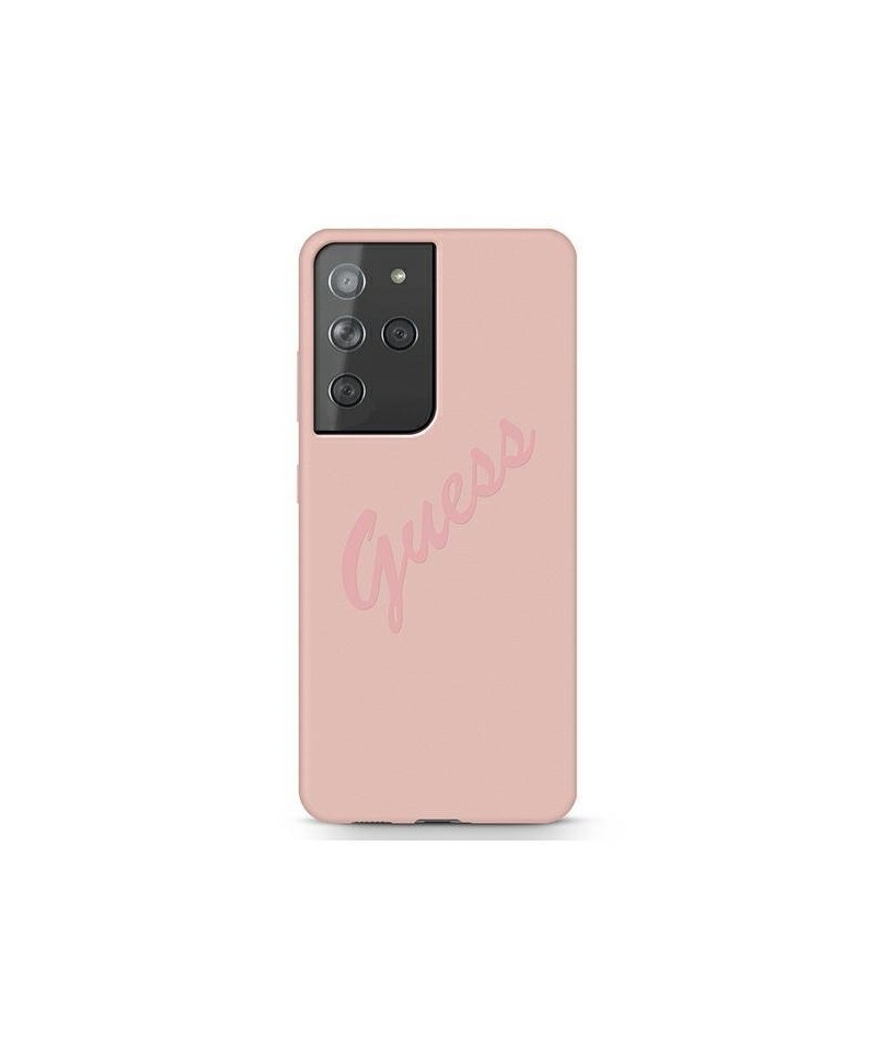 Guess GUHCS21LLSVSPI S21 Ultra G998 pink/pink hardcase Script Vintage