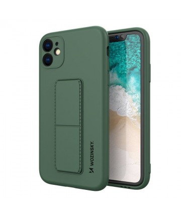 Wozinsky Kickstand Case silicone case with stand for iPhone 12 Pro dark green