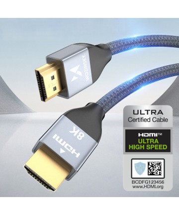 Wozinsky HDMI 2.1 Cable 8K 60 Hz 48 Gbps / 4K 120 Hz / 2K 144 Hz 1 m Silver (WHDMI-10)