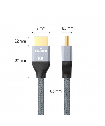 Wozinsky HDMI 2.1 Cable 8K 60 Hz 48 Gbps / 4K 120 Hz / 2K 144 Hz 5 m Silver (WHDMI-50)