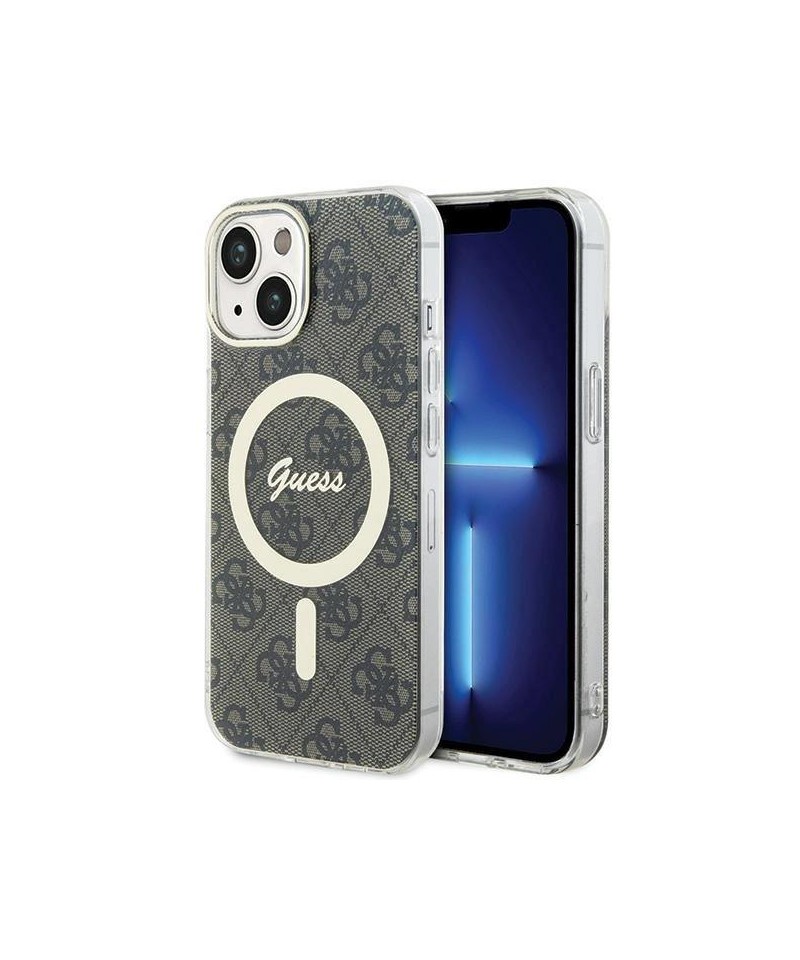 Guess IML 4G MagSafe iPhone 15 Plus Case - Brown