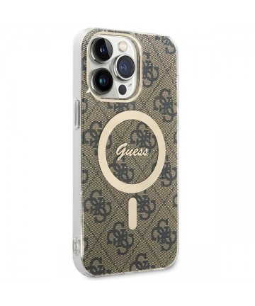 Guess IML 4G MagSafe Case for iPhone 15 Pro Max - Brown
