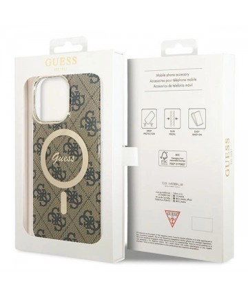 Guess IML 4G MagSafe Case for iPhone 15 Pro Max - Brown