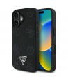 Guess Grained Hot Stamp Peony Triangle Logo MagSafe Case for iPhone 16 - Black