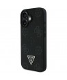 Guess Grained Hot Stamp Peony Triangle Logo MagSafe Case for iPhone 16 - Black