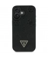 Guess Grained Hot Stamp Peony Triangle Logo MagSafe Case for iPhone 16 - Black