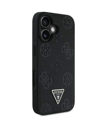 Guess Grained Hot Stamp Peony Triangle Logo MagSafe Case for iPhone 16 - Black