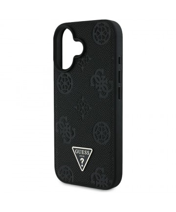 Guess Grained Hot Stamp Peony Triangle Logo MagSafe Case for iPhone 16 - Black
