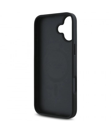 Guess Grained Hot Stamp Peony Triangle Logo MagSafe Case for iPhone 16 - Black
