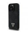 Guess Grained Hot Stamp Peony Triangle Logo MagSafe Case for iPhone 16 Pro - Black