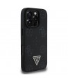 Guess Grained Hot Stamp Peony Triangle Logo MagSafe Case for iPhone 16 Pro - Black