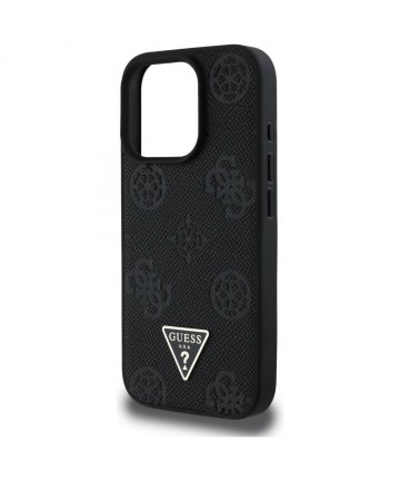 Guess Grained Hot Stamp Peony Triangle Logo MagSafe Case for iPhone 16 Pro - Black