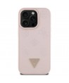Guess Grained Hot Stamp Peony Triangle Logo MagSafe iPhone 16 Pro Max Case - Pink