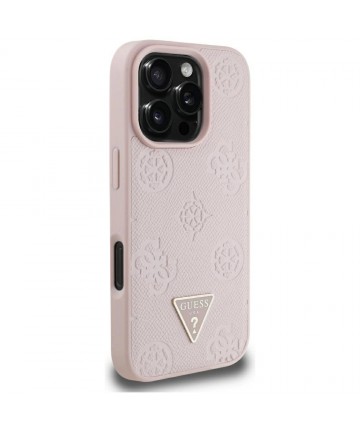 Guess Grained Hot Stamp Peony Triangle Logo MagSafe iPhone 16 Pro Max Case - Pink