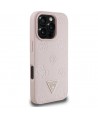 Guess Grained Hot Stamp Peony Triangle Logo MagSafe iPhone 16 Pro Max Case - Pink