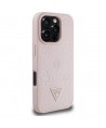 Guess Grained Hot Stamp Peony Triangle Logo MagSafe iPhone 16 Pro Case - Pink