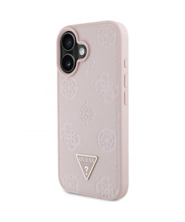 Guess Grained Hot Stamp Peony Triangle Logo MagSafe iPhone 16 Case - Pink