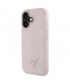 Guess Grained Hot Stamp Peony Triangle Logo MagSafe iPhone 16 Case - Pink