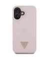 Guess Grained Hot Stamp Peony Triangle Logo MagSafe iPhone 16 Case - Pink