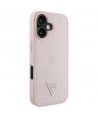 Guess Grained Hot Stamp Peony Triangle Logo MagSafe iPhone 16 Case - Pink