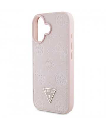 Guess Grained Hot Stamp Peony Triangle Logo MagSafe iPhone 16 Case - Pink