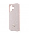 Guess Grained Hot Stamp Peony Triangle Logo MagSafe iPhone 16 Case - Pink