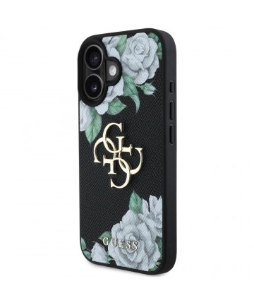 Guess Grained Roses Big 4G logo case for iPhone 16 - black