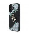 Guess Grained Roses Big 4G logo case for iPhone 16 - black