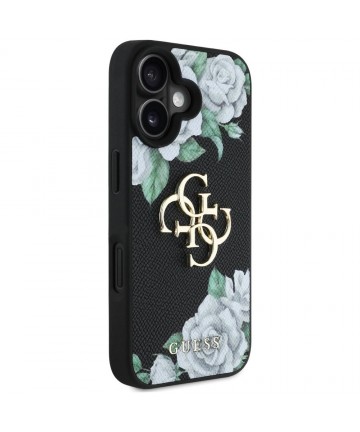 Guess Grained Roses Big 4G logo case for iPhone 16 - black