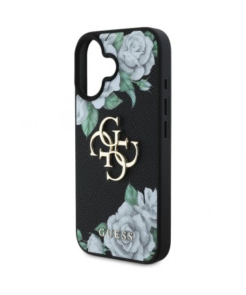 Guess Grained Roses Big 4G logo case for iPhone 16 - black