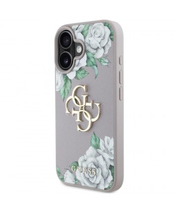 Guess Grained Roses Big 4G Logo iPhone 16 Case - Purple