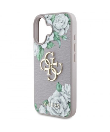 Guess Grained Roses Big 4G Logo iPhone 16 Case - Purple