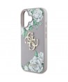 Guess Grained Roses Big 4G Logo iPhone 16 Case - Purple