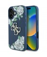 Guess Grained Roses Big 4G logo case for iPhone 16 - blue