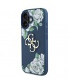 Guess Grained Roses Big 4G logo case for iPhone 16 - blue