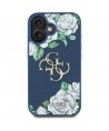 Guess Grained Roses Big 4G logo case for iPhone 16 - blue