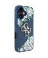 Guess Grained Roses Big 4G logo case for iPhone 16 - blue