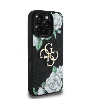 Guess Grained Roses Big 4G logo iPhone 16 Pro case - black