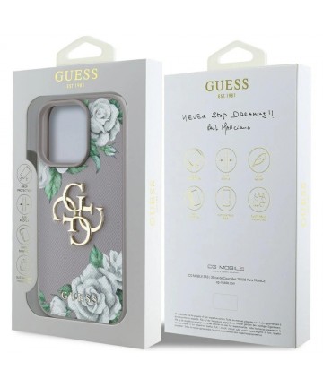 Guess Grained Roses Big 4G Logo iPhone 16 Pro Case - Purple