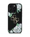 Guess Grained Roses Big 4G logo case for iPhone 16 Pro Max - black