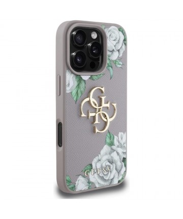 Guess Grained Roses Big 4G Logo iPhone 16 Pro Max Case - Purple