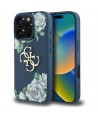 Guess Grained Roses Big 4G logo case for iPhone 16 Pro Max - blue