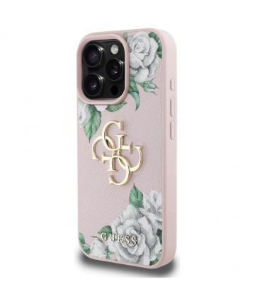 Guess Grained Roses Big 4G logo iPhone 16 Pro Max case - pink