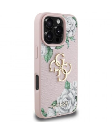 Guess Grained Roses Big 4G logo iPhone 16 Pro Max case - pink