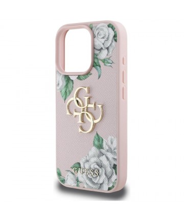 Guess Grained Roses Big 4G logo iPhone 16 Pro Max case - pink