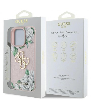 Guess Grained Roses Big 4G logo iPhone 16 Pro Max case - pink