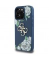 Guess Grained Roses Big 4G logo case for iPhone 16 Pro - blue