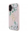 Guess Grained Roses Big 4G logo iPhone 16 case - pink